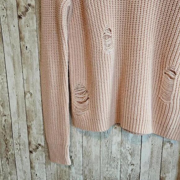 Women's Crave Fame Pink Distressed Sweater Size S - Picture 4 of 9